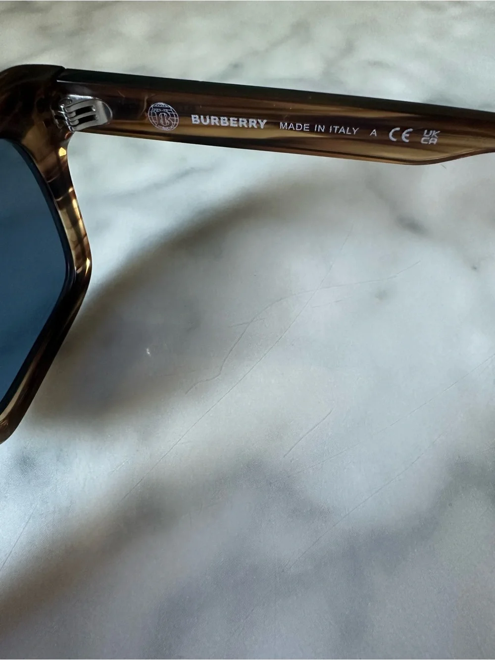 Burberry Brown Tortoiseshell Frame Sunglasses with Blue Lenses